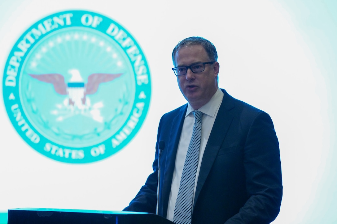 U.S. Deputy Assistant Secretary of Defense for the Western Hemisphere Daniel Erikson, gives opening remarks at the Central American Security Conference (CENTSEC) 2023.