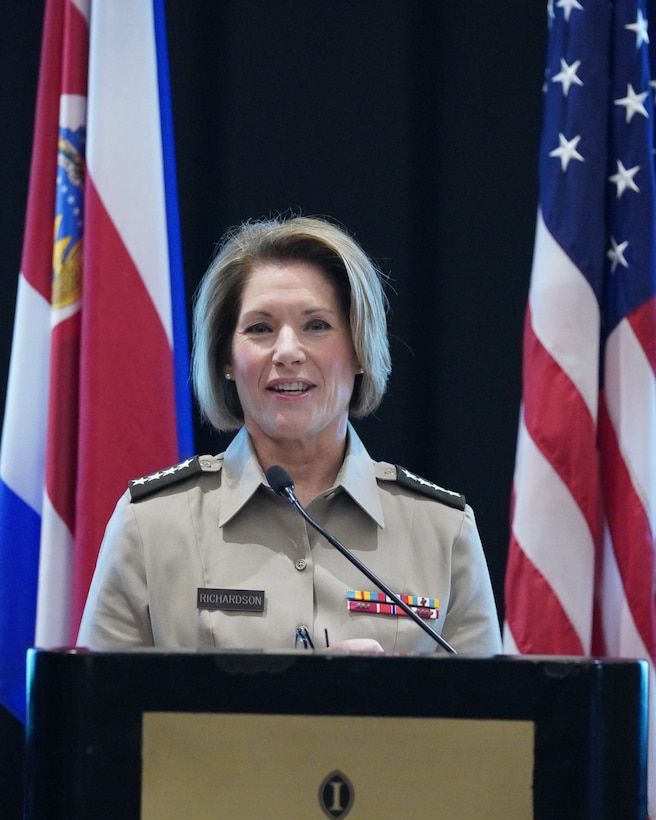U.S. Army Gen. Laura Richardson, the commander of U.S. Southern Command, gives opening remarks at the Central American Security Conference (CENTSEC) 2023.