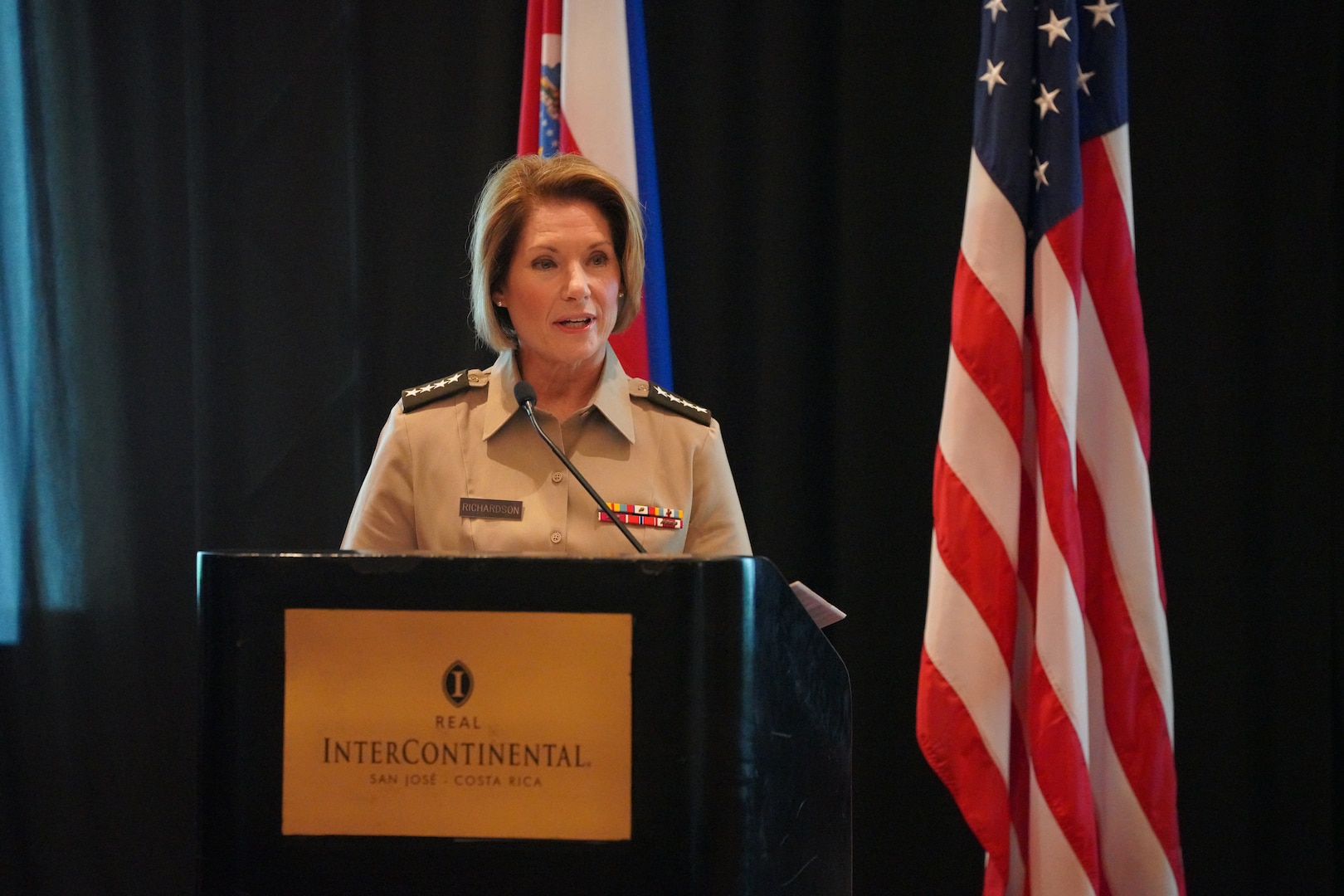 U.S. Army Gen. Laura Richardson, the commander of U.S. Southern Command, gives opening remarks at the Central American Security Conference (CENTSEC) 2023.