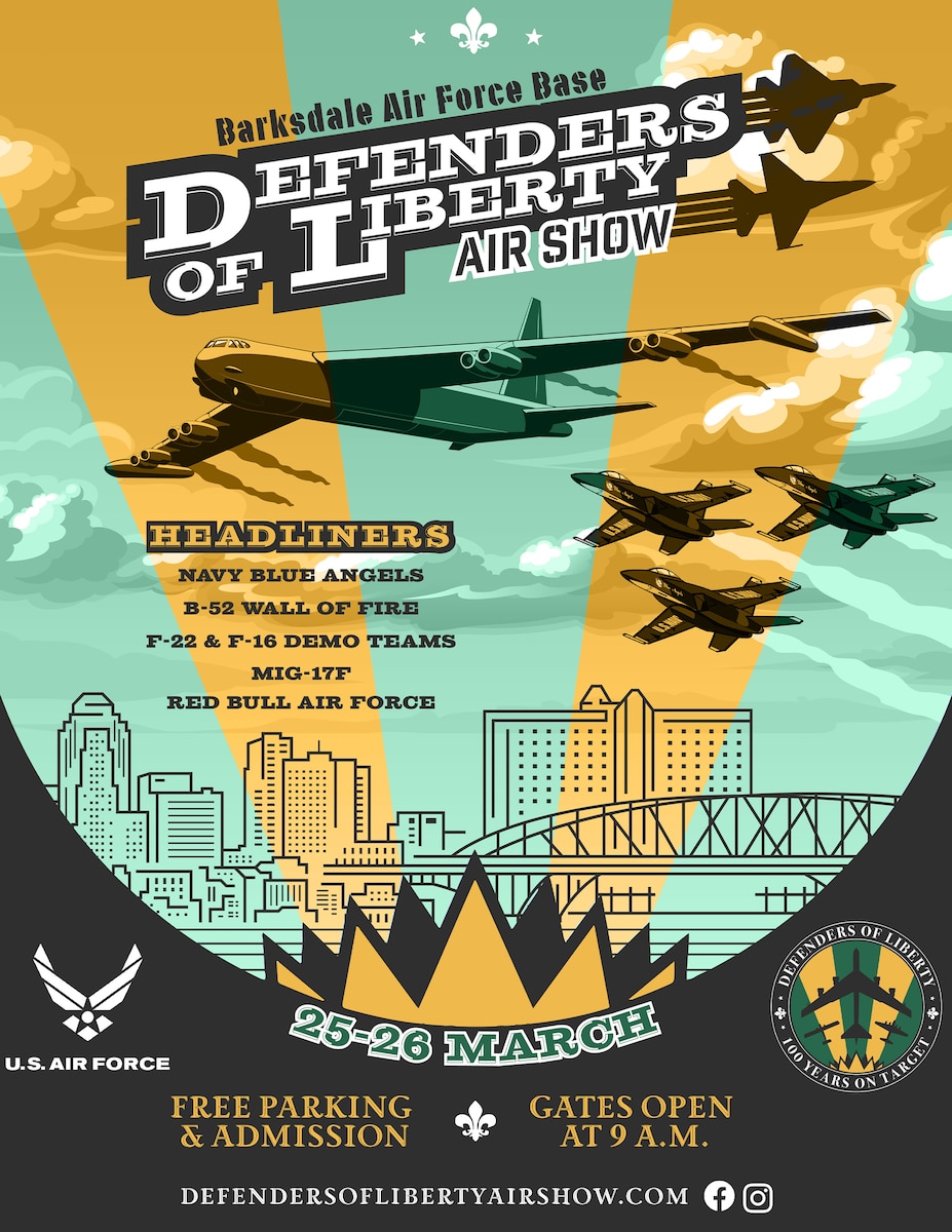 Courtesy graphic created for the 2023 Defenders of Liberty Airshow at Barksdale Air Force Base, La., Feb. 8, 2023.