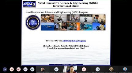 Naval Surface Warfare Center, Philadelphia Division’s Naval Innovative Science & Engineering (NISE) Program held a virtual information session to kick off NISE’s Fiscal Year 2024 proposal period on Jan. 12, 2023. (U.S. Navy screenshot by Joseph Fontanazza/Released)