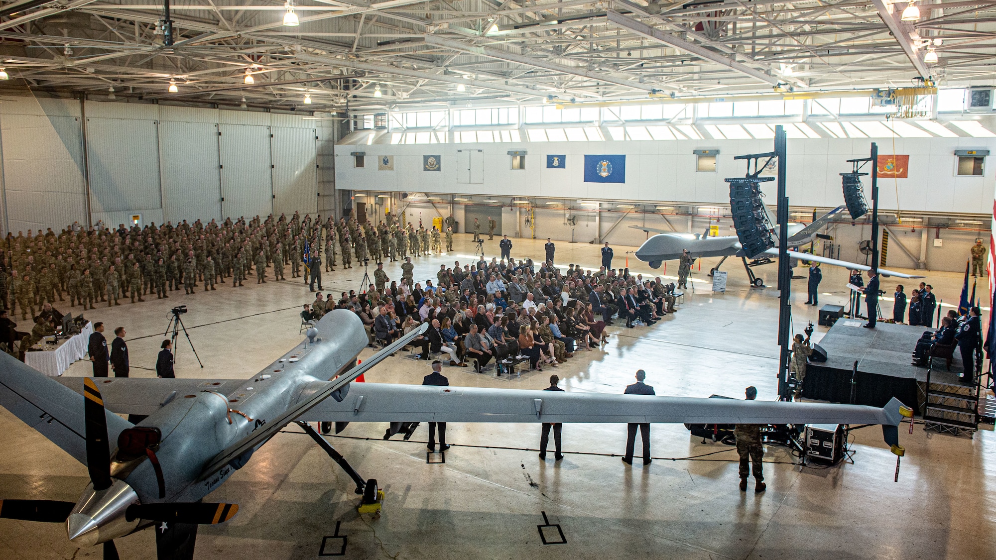 Overhead photo of 147th Attack Wing formation