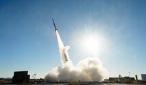 The U.S. Army Space and Missile Defense Command Technical Center’s Targets Test Directorate launches an Economical Target-2 target, Feb. 8, 2023, from White Sands Missile Range, New Mexico, during a flight test design serving as a search track to test new Patriot missile software. (U.S. Army photo)
