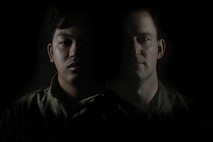 U.S. Air Force Staff Sgt. Nicholas Thompson, 5th Security Forces Squadron (SFS) response team leader (right), and Airman 1st Class Cedric Amorato, 5th SFS defender, pose for a portrait at Minot Air Force Base, North Dakota, Feb. 2, 2023. Security Forces specialists go through extensive training in law enforcement and combat tactics to protect bases both stateside and overseas. (U.S. Air Force photo by Airman 1st Class Alexander Nottingham)