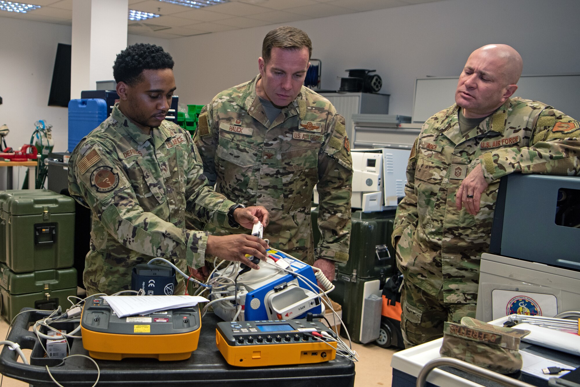 man powers on medical equipment with wing leadership
