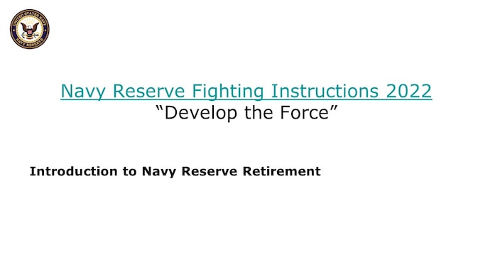 Intro slide to the Reserve Retirement Slide Show