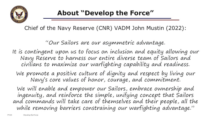 CNR VADM Mustin about "Our Sailors are our asymmetric advantage..."