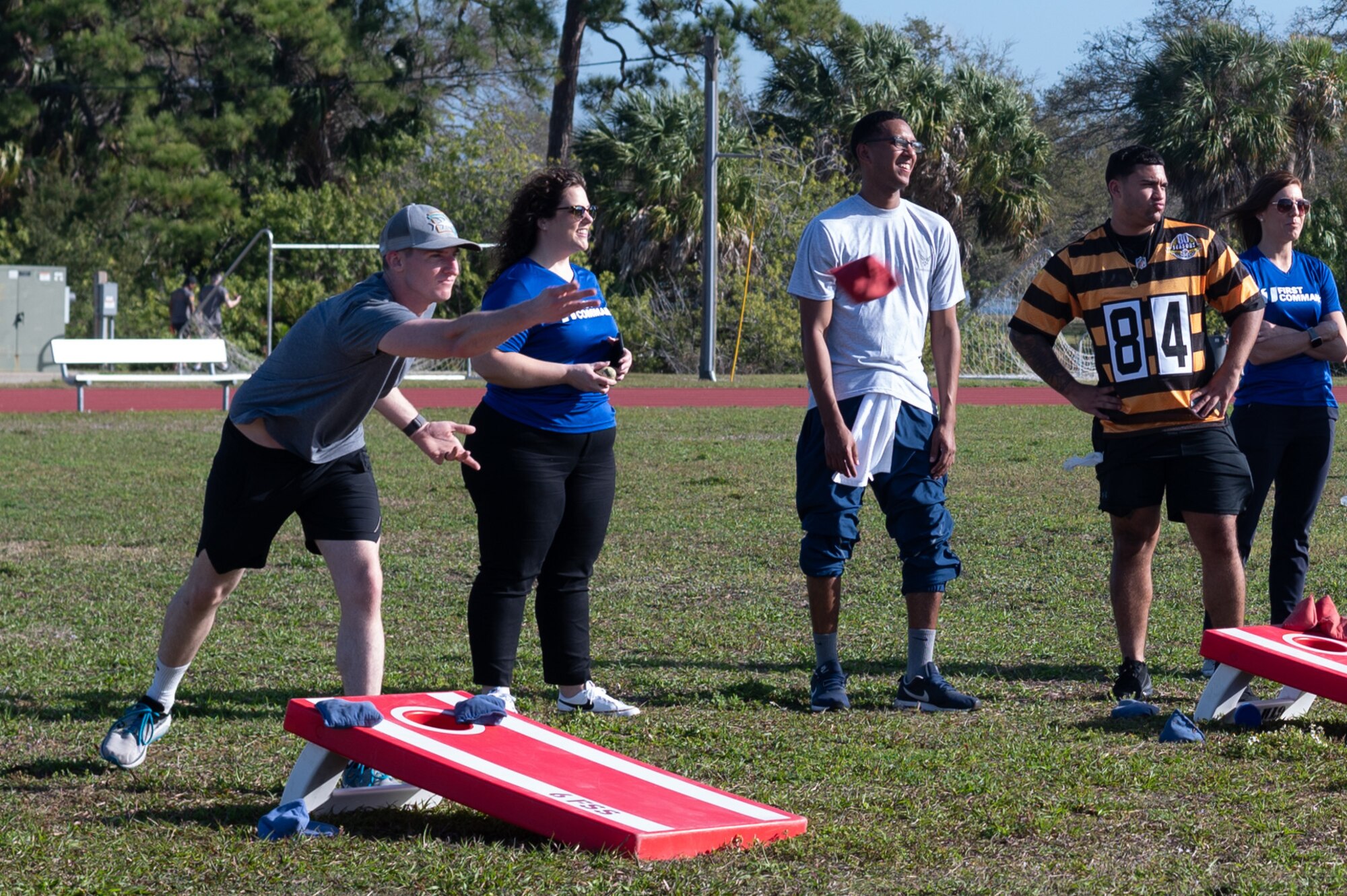 Wingman day included sports competitions, cookouts and focused on the physical domain of resilience. The sports competition s included a formation run, golf, basketball, volleyball, cornhole, relay races, softball, kickball and more. (U.S. Air Force Airman First Class Sterling Sutton)