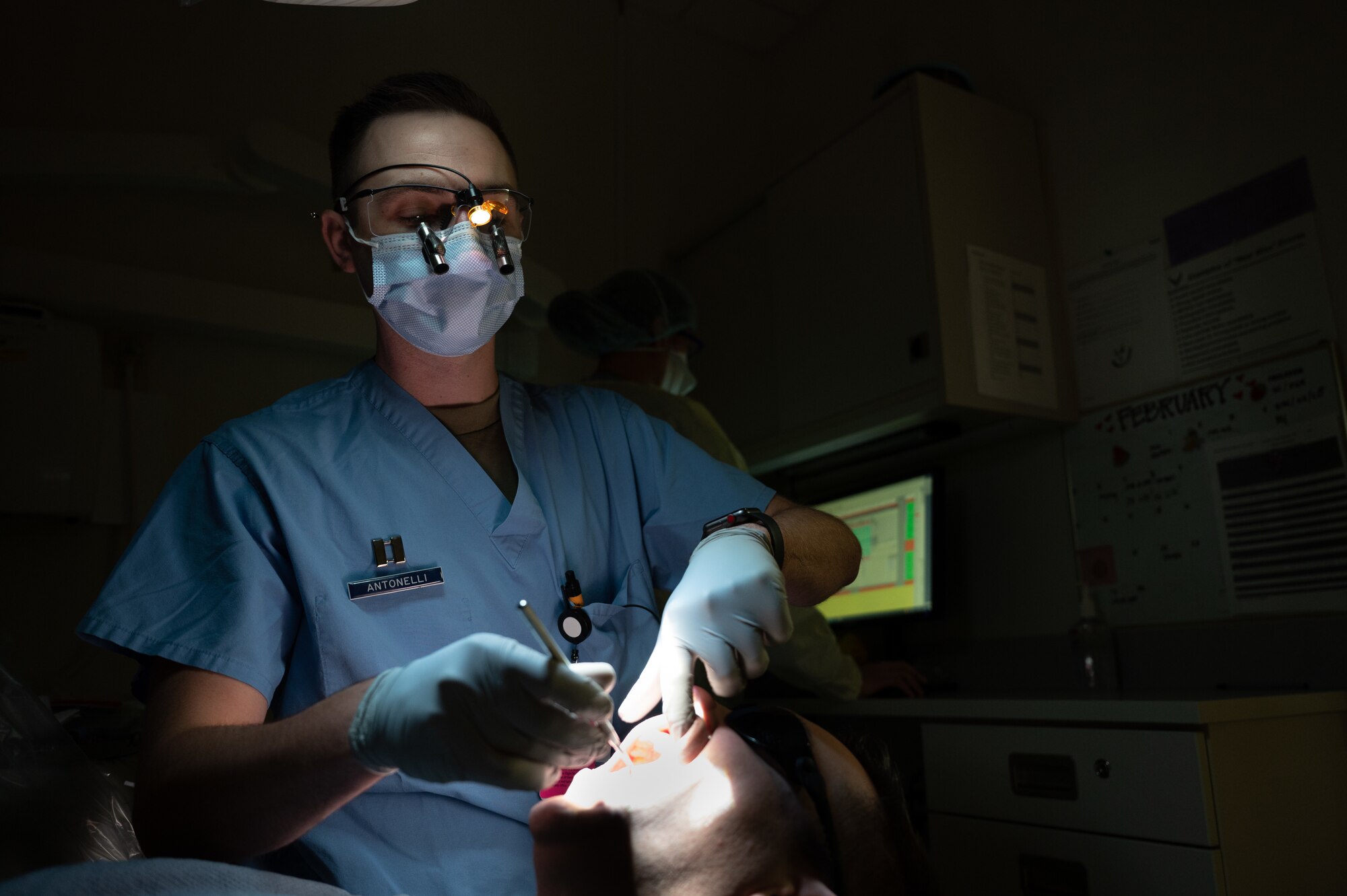 An Airman performs medical duties