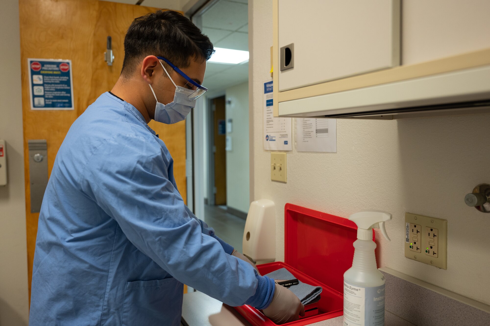 An Airman performs medical duties