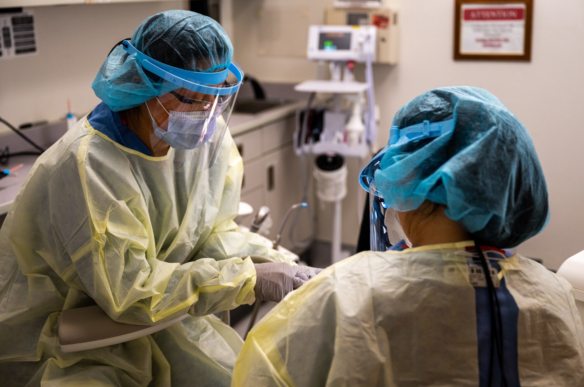 An Airman performs medical duties