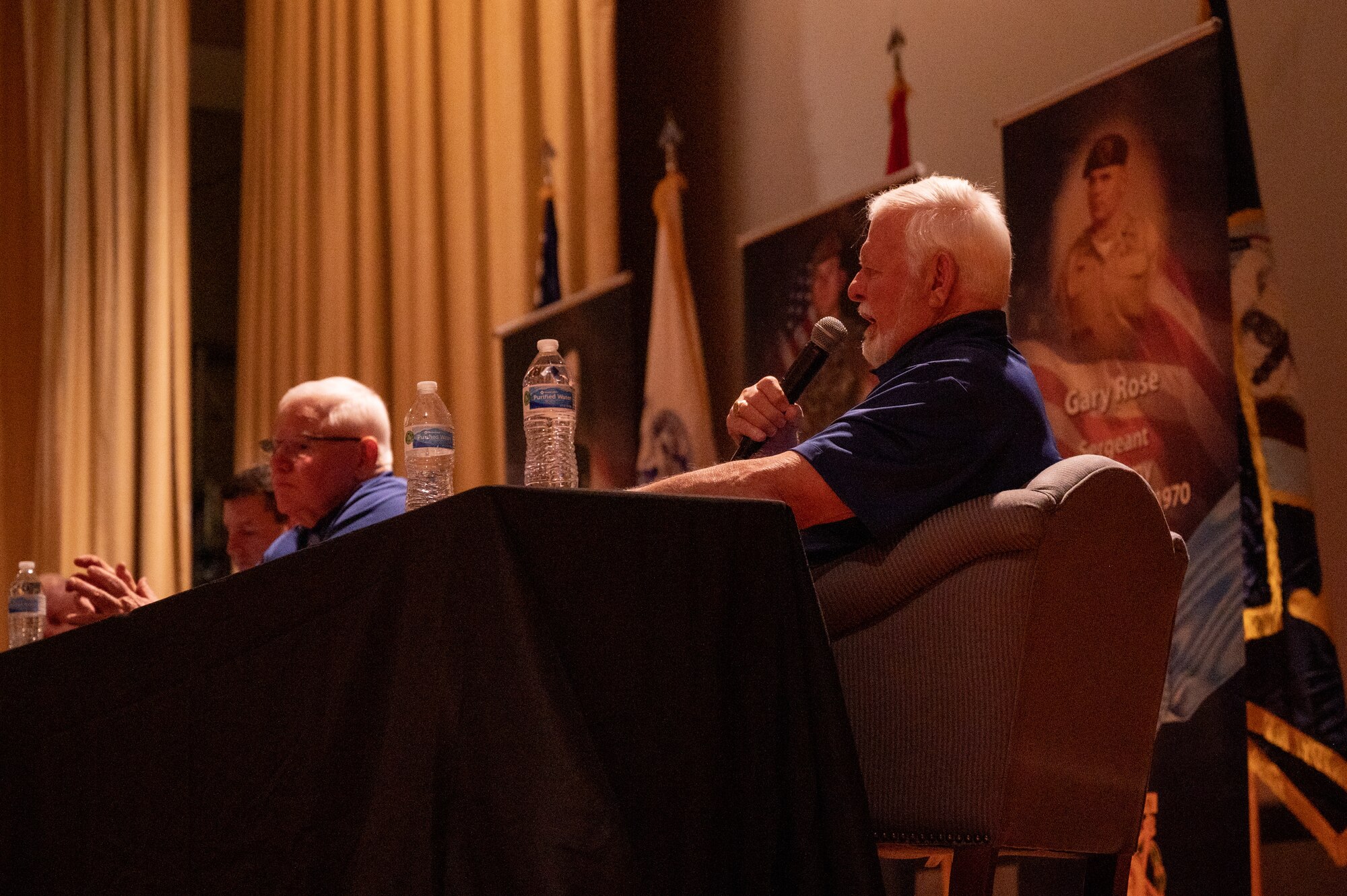 Retired U.S. Navy Lt. Michael Thornton speaks at a Medal of Honor panel on Feb. 10, 2023 at Luke Air Force Base, Arizona.