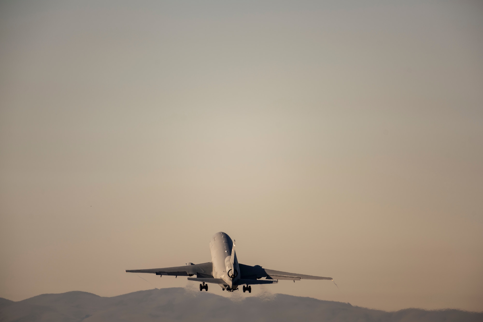 An airplane takes off.