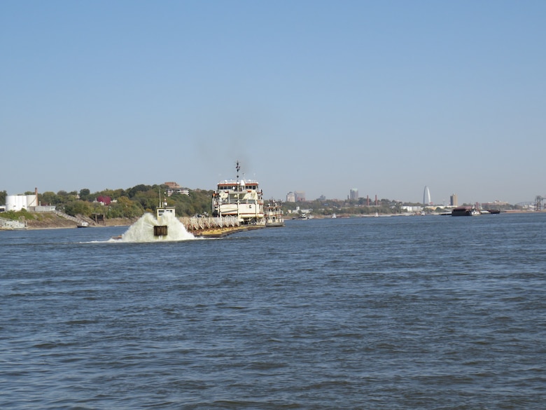 An additional benefit of moving material through a pontoon pipeline or self-floating pipeline, repositions dredge material outside the navigation channel and sometimes creates sandbars needed for nesting waterfowl.  USACE photo by Janet Meredith, Public Affairs Specialist