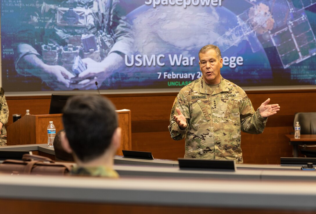 U.S. Space Command Commander visits Marine Corps War College students.