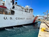 The Coast Guard Cutter Mohawk's crew departs Matanzas, Cuba, following a repatriation of Cuban migrants to Cuba on Jan. 8, 2023. Coast Guard Cutter Mohawk's crew repatriated 273 people to Cuba. (U.S. Coast Guard photo by Lt. Cmdr. Ryan Newmeyer)