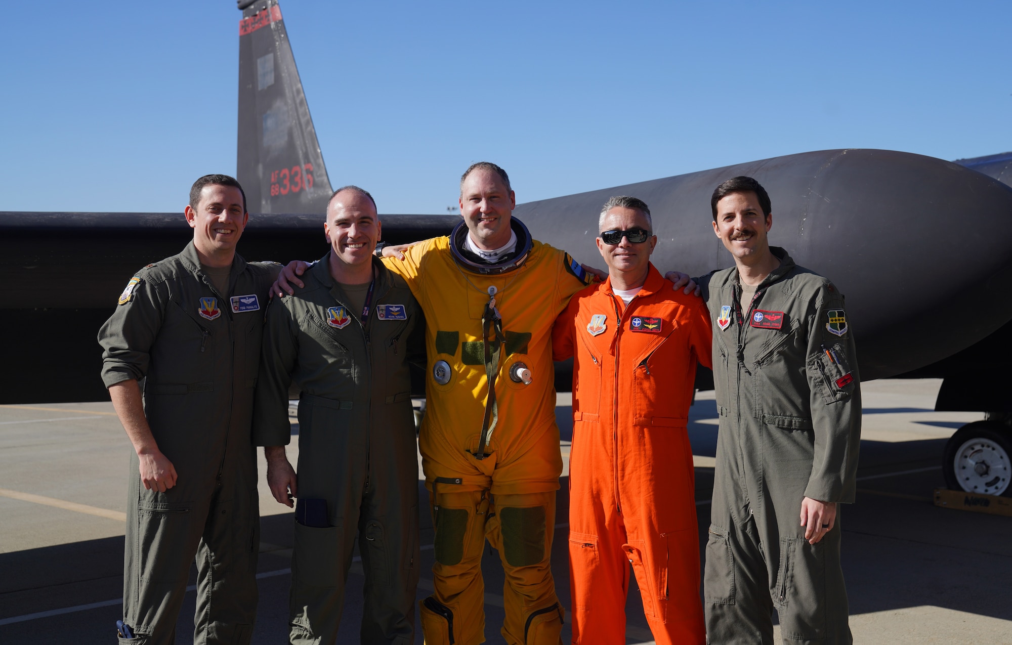 U.S. Air Force 1st Reconnaissance Squadron Airmen, pose for a photo, Jan. 25, 2023 at Beale Air Force Base, Calif.