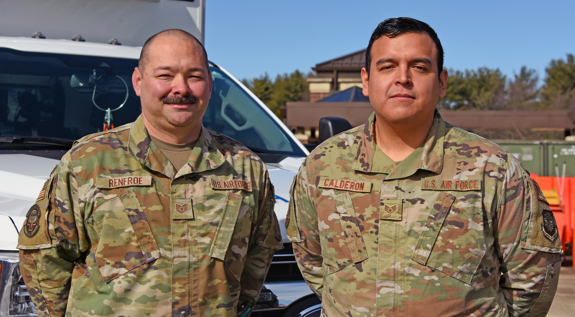 Two 87th MDG paramedics pose for a picture.