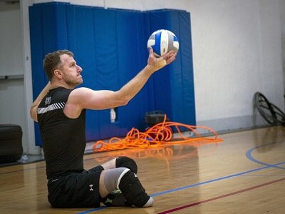 Tim Bomke at Sitting Volleyball Practice for Team Army 2018.