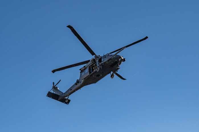 Davis-Monthan Pararescuemen are practicing a simulated rescue at Red Flag 23-1