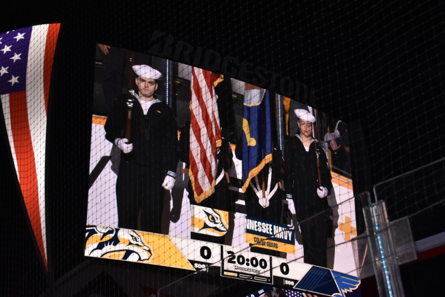 NRC Nashville color guard performs at a Nashville Predators game.