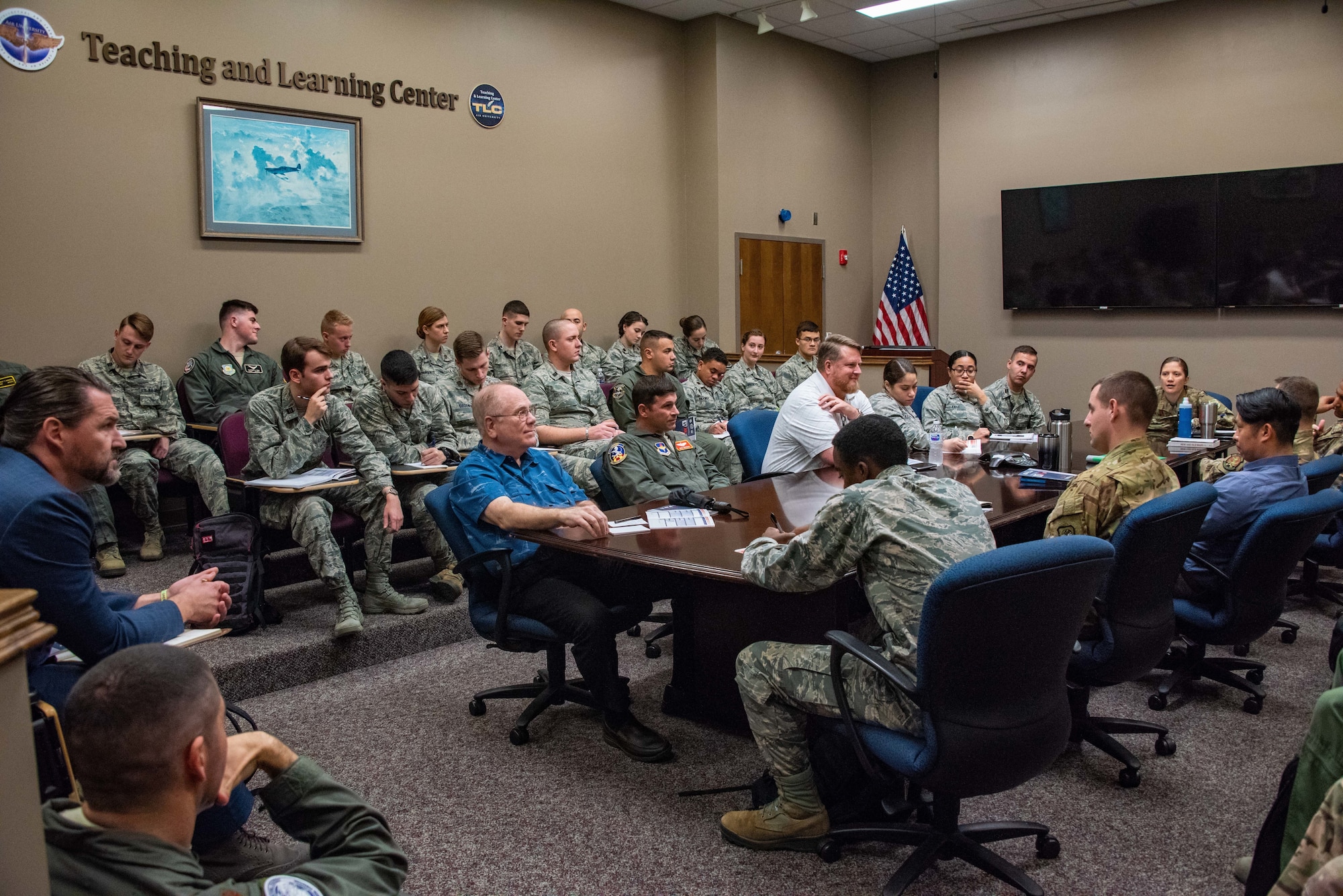 Major Summer Kolcun leads a breakout session during Air University's second Leadership Education Development eXperience (LEDx)