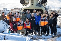 Delivering relief supplies to Elbistan, Türkiye on Feb. 14, 2023.