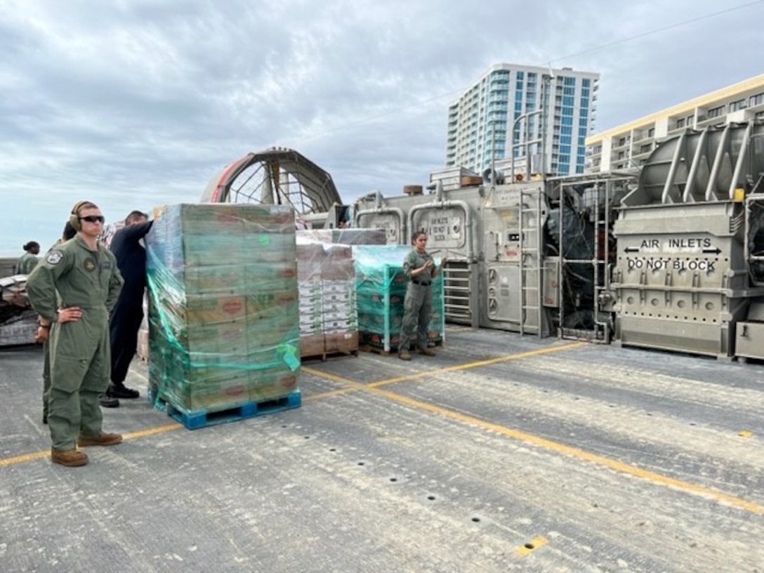 The Defense Logistics Agency provided quick-turn subsistence support to the USS Carter Hall during their recovery mission of the Chinese high-altitude surveillance balloon shot down off the coast of Myrtle Beach, SC on February 4, 2023. Supplies were delivered on February 9, 2023 with the coordination of Naval Supply Systems Command Fleet Logistics Center Jacksonville.