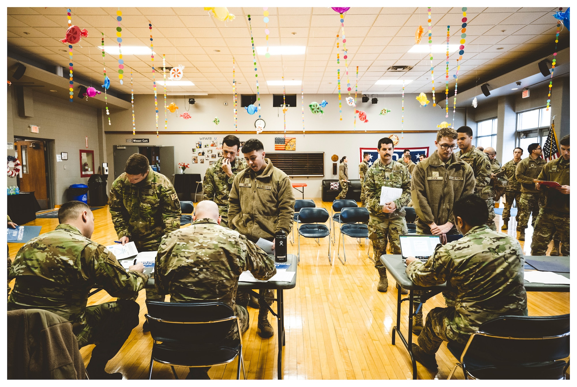 Airmen sign in for the German Armed Forces Proficiency Badge four-day event Jan. 31 at the USO on Wright-Patterson Air Force Base, Ohio.