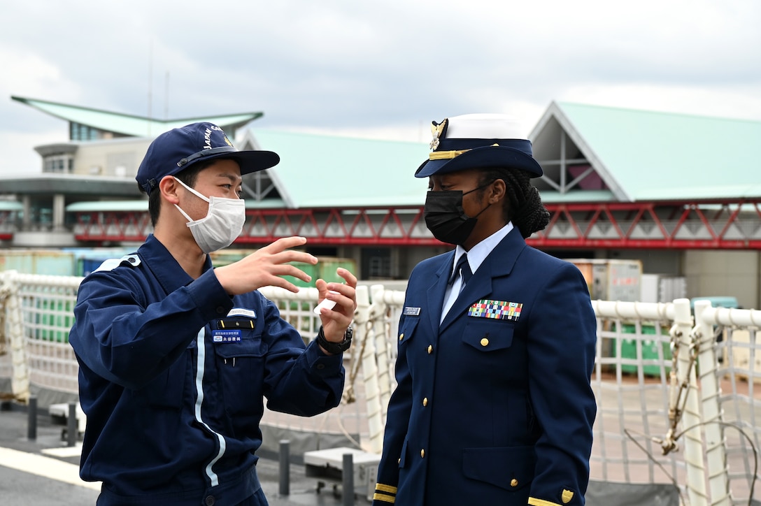 The U.S. Coast Guard Cutter Kimball (WMSL 756) conducts tours in Kagoshima