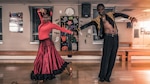 ballroom dancing couple on dance floor