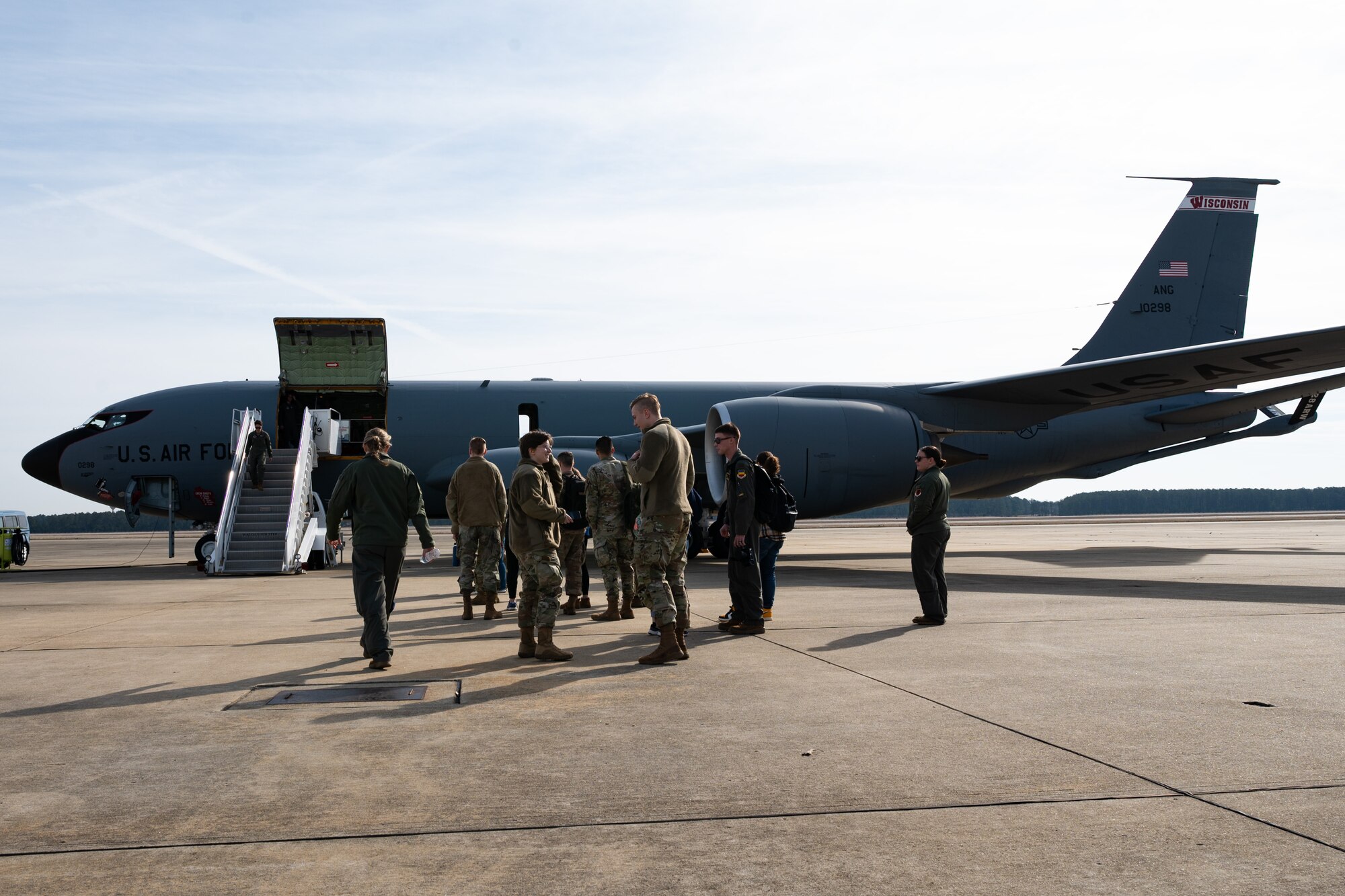 20th Fighter Wing Airmen board a KC-135