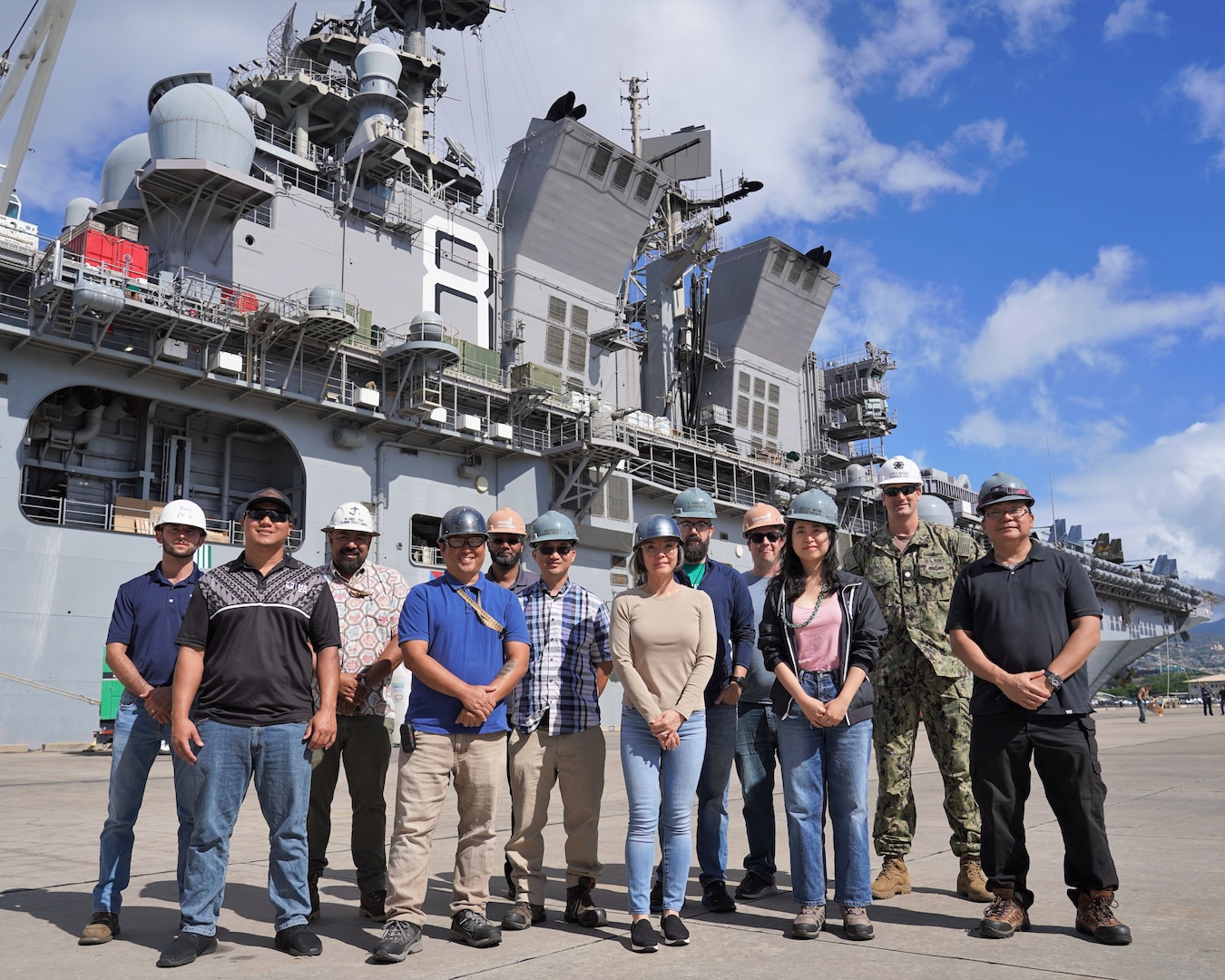 JOINT BASE PEARL HARBOR-HICKAM - From left to right:
PSI PM Kevin Collins, C250 Shanon Arnold, C103 CTL Juan Carlos “Harry” Herrera, C103 APM Shane Konno, C132 QA Jamie Francis, C410 CS Jay Masatsugu, C103 APM Cheryl Yamanaka, 132 QA Michael Halsey, C242 A-CHENG Patrick Driscoll, C410 Sohee “Kelly” Wun, C103 WFO Lt. Cmdr. Kristopher DeVisser, C103 SBS Tony Castro.

The Hawaii Regional Maintenance Center (HRMC) team at Pearl Harbor Naval Shipyard and Intermediate Maintenance Facility is the Navy’s first responders when it comes to an emergent repair availability (ERAV) on surface ships in the Indo-Pacific Region.