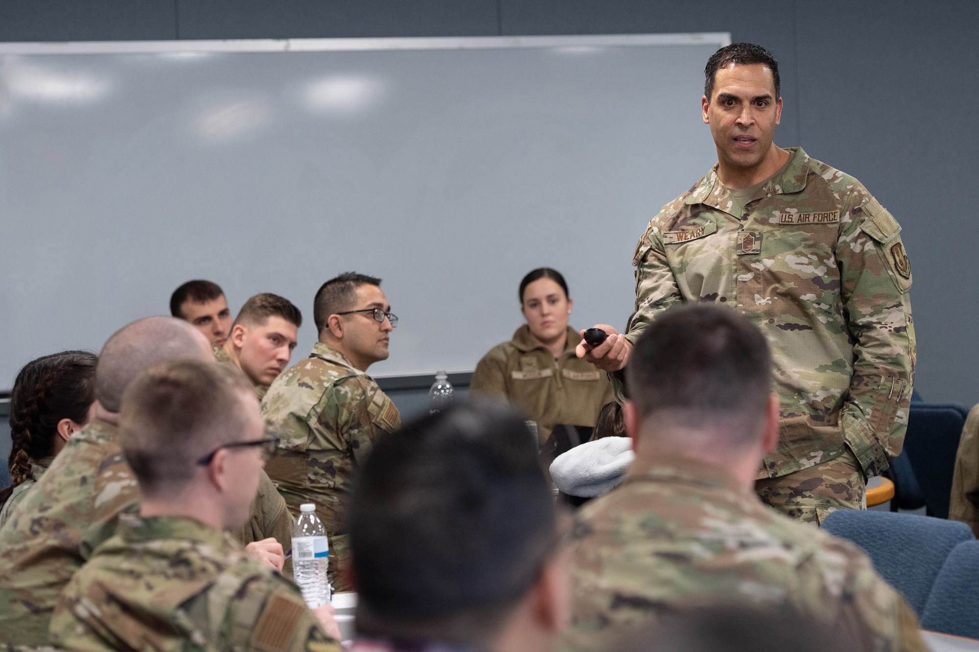 Image of Airman speaking during course