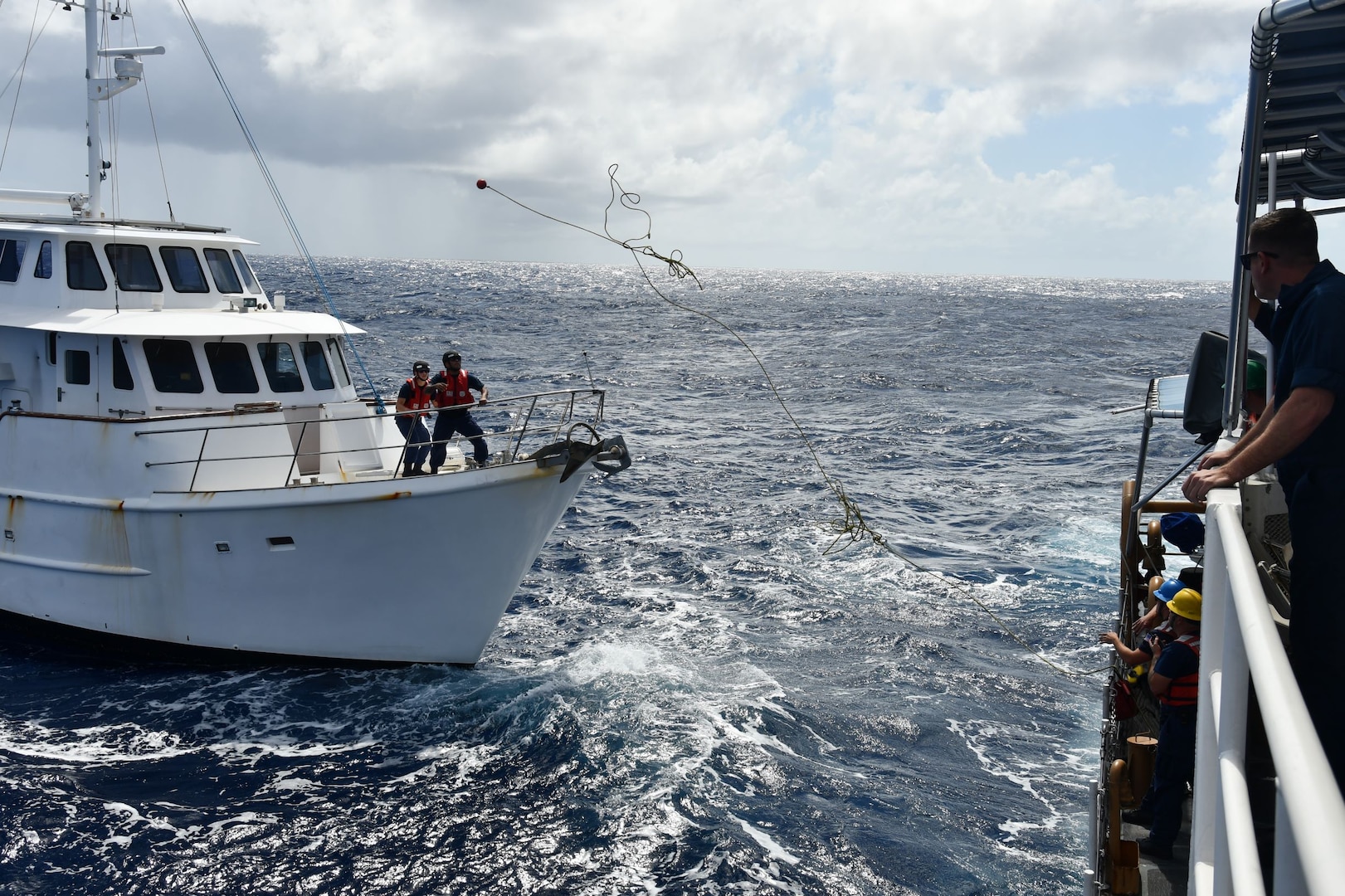 On February 13th, 2023 U.S. Coast Guard Cutter Oliver Berry, a 154-foot Fast Response Cutter was tasked with assisting the vessel Eden Bound, a 58-foot long pleasure craft adrift 230 nautical miles Southwest of Oahu.