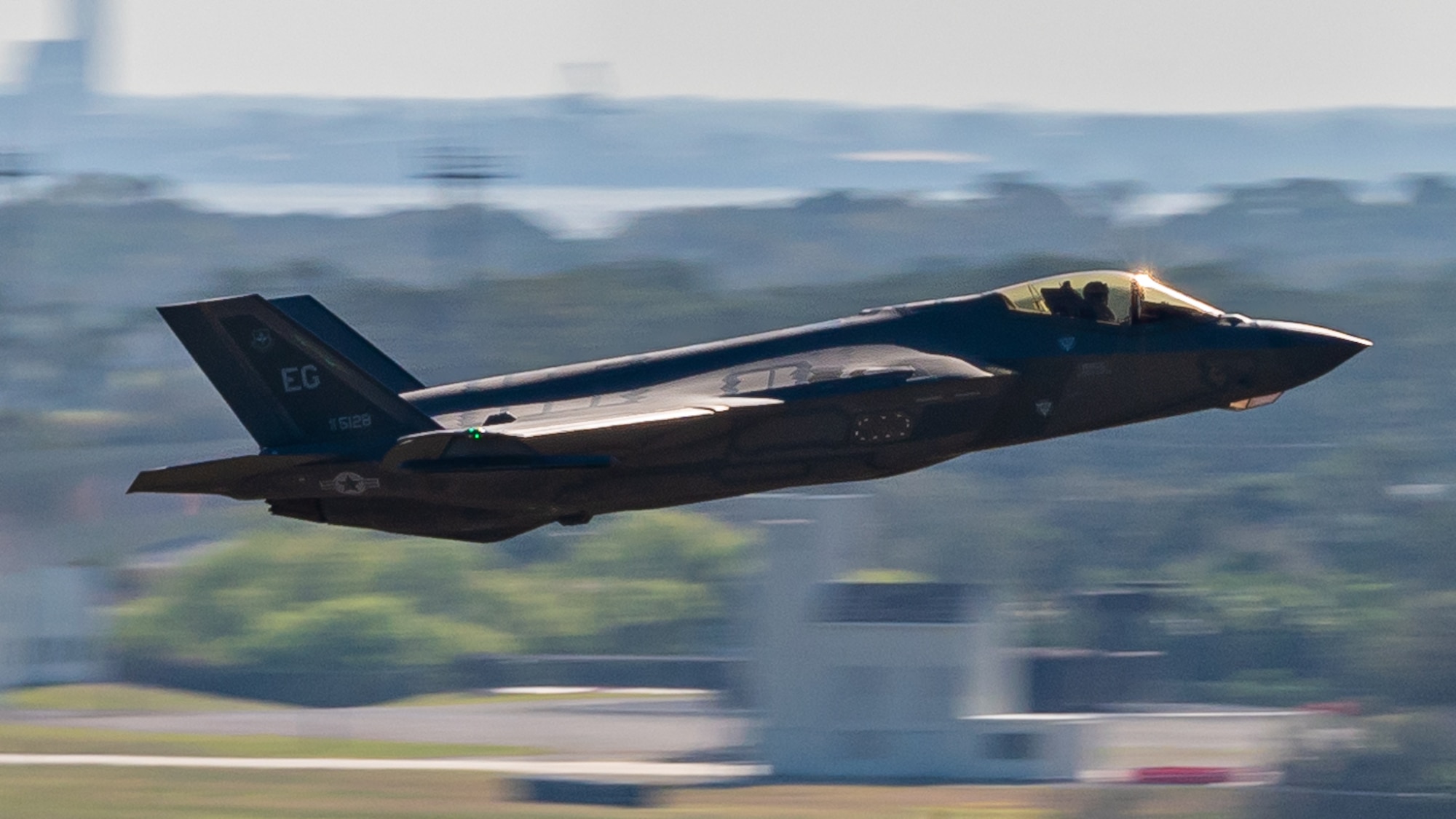 An F-35A Lightning II aircraft assigned to the 58th Fighter Squadron, Eglin Air Force Base, Florida, takes off from MacDill Air Force Base, Florida, Feb. 15, 2023.