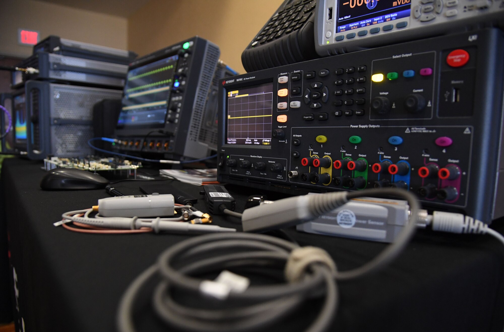 Radio Frequency signaling equipment is on display during the Technology Expo inside the Bay Breeze Event Center at Keesler Air Force Base, Mississippi, Feb. 16, 2023.