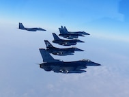 U.S. Indo-Pacific Command B-1 bomber and F-16 fighter aircraft conducted a bilateral exercise with Japan Air Self-Defense Force B-15 fighter aircraft February 19, 2023, over the Sea of Japan.