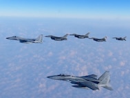 U.S. Indo-Pacific Command B-1 bomber and F-16 fighter aircraft conducted a bilateral exercise with Japan Air Self-Defense Force B-15 fighter aircraft February 19, 2023, over the Sea of Japan.