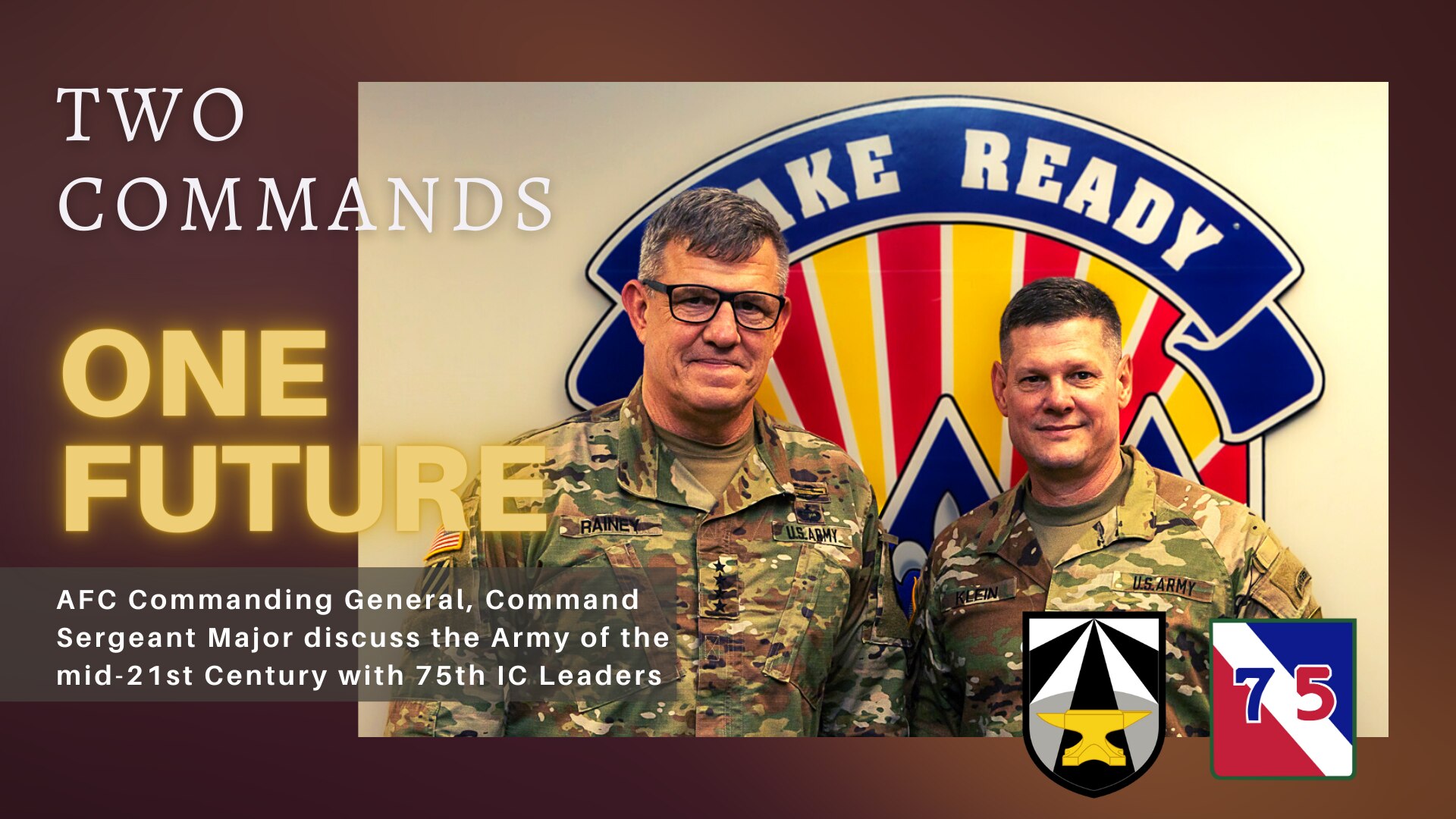 Army Futures Command commanding general and command sergeant major synchronize priorities with 75th Innovation Command senior leaders.
