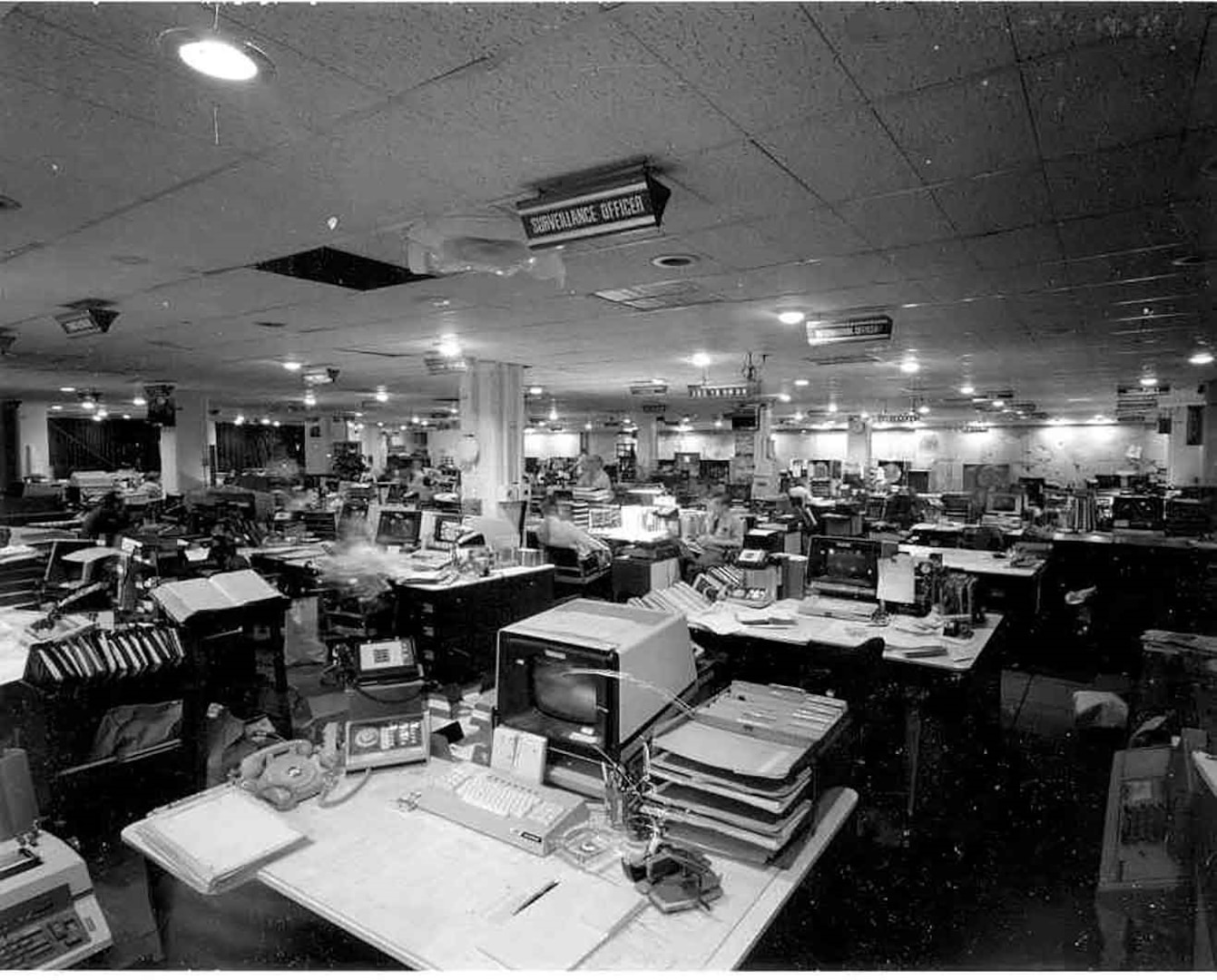 A view of the NSOC watch floor from its early days in the 1970s.