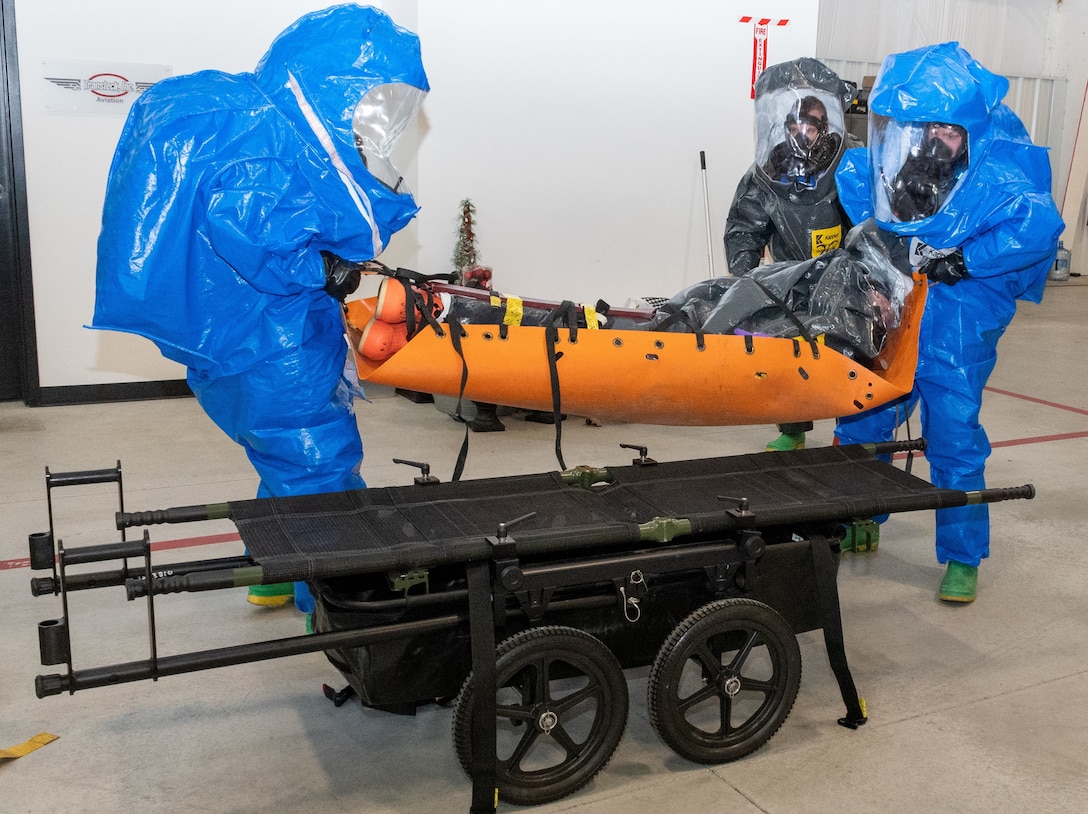 HARRISBURG, Pa. – Members of the Pennsylvania National Guard’s 3rd Weapons of Mass Destruction Civil Support Team (WMD-CST) conducted phase one of a two-day Training Proficiency Exercise at Harrisburg International Airport Feb. 15, and phase two at the Harrisburg Area Community College’s Senator John J. Schumaker Public Safety Center Feb. 17. (Pennsylvania National Guard photo by Wayne V. Hall)