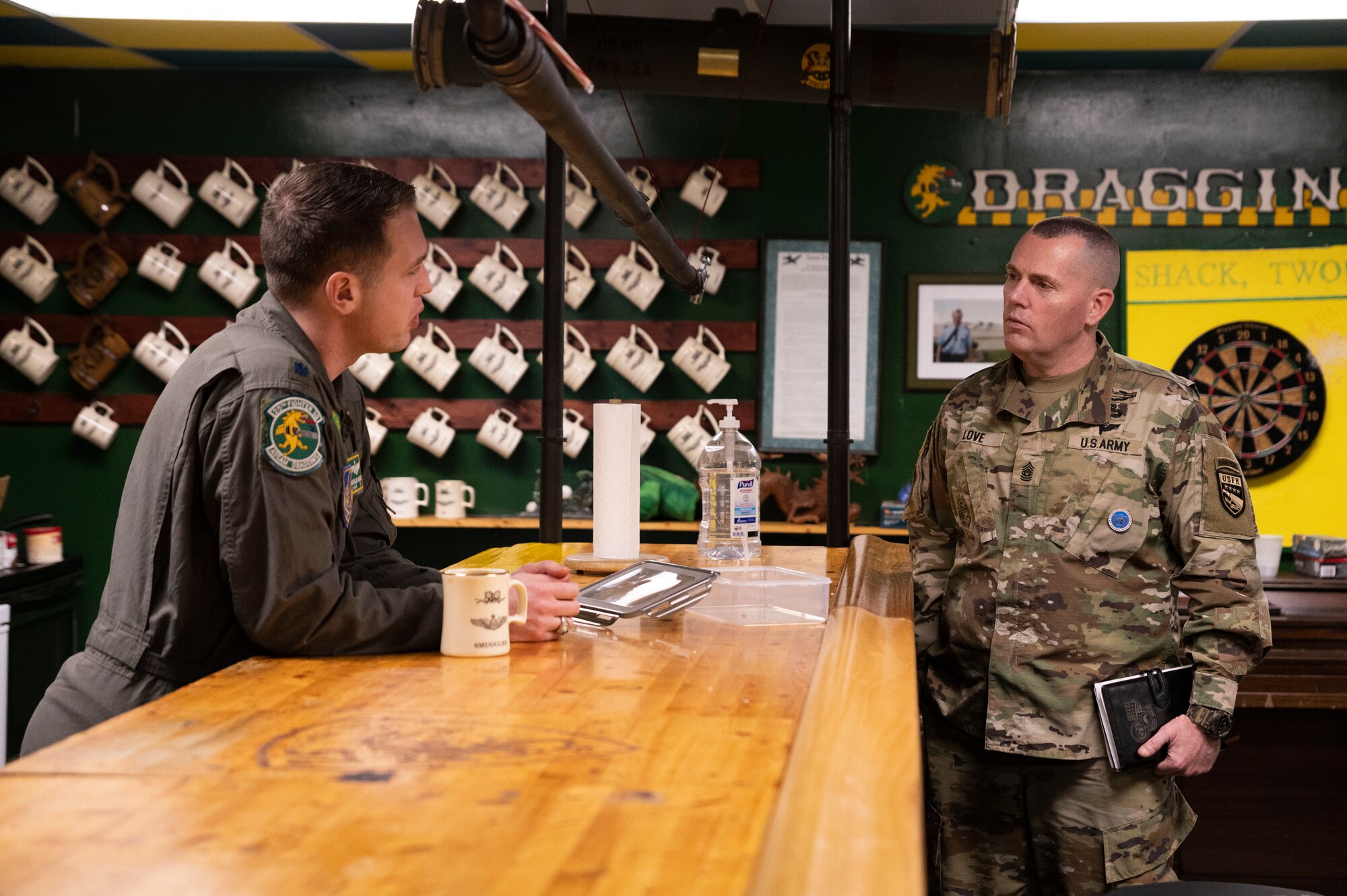 U.S. Army Command Sgt. Maj. Jack Love, U.S. Forces Korea Senior Enlisted Advisor, visits the 25th Fighter Squadron heritage room at Osan Air Base, Republic of Korea, Feb. 16, 2023.