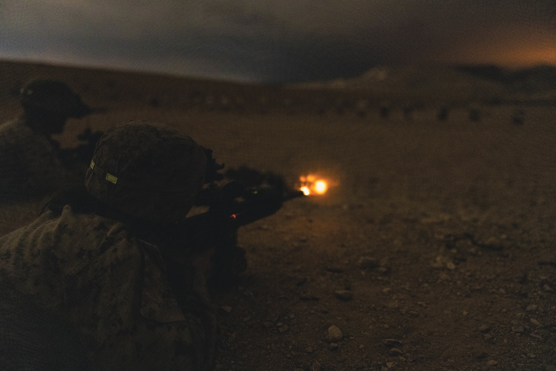 U.S. Marine Corps Lance Cpl. Lexi Booth, an assault amphibious vehicle crewman with 2nd Amphibious Battalion, 2nd Marine Division, participates in a BZO range during Intrepid Maven 23.2, Feb. 20, 2023. Intrepid Maven is a bilateral exercise between USMARCENT and the IDF designed to improve interoperability, strengthen partner-nation relationships in the U.S. Central Command area of operations and improve both individual and bilateral unit readiness. (U.S. Marine Corps photo by Lance Cpl. Emma Gray)