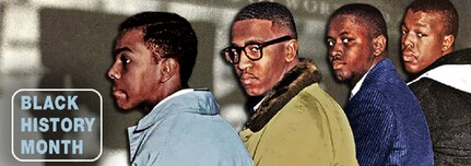 Black history Month Banner four men looking behind them