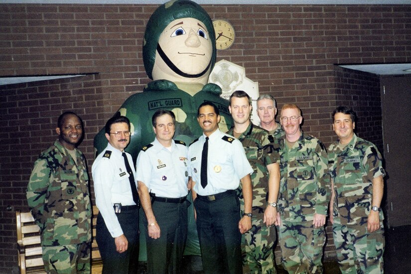 Then-Master Sgt. Roman Tymczyszyn, second from left, poses with his recruiting team in 1999. To the left of Tymczyszyn is then-Sgt. Tyrone Mickens, who is currently the Pennsylvania Army National Guard Recruiting and Retention Battalion command sergeant major. Tymczyszyn served in the Pennsylvania National Guard for 35 years, and for the last 18 years he has worked as a civilian contractor for recruiting. (Photo courtesy of Roman Tymczyszyn)