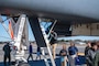 Local students explore a B-1B Lancer assigned to the 9th Bomb Squadron during the third day of Accelerating the Legacy 2023 at Joint Base Charleston, South Carolina, Feb. 18, 2023.