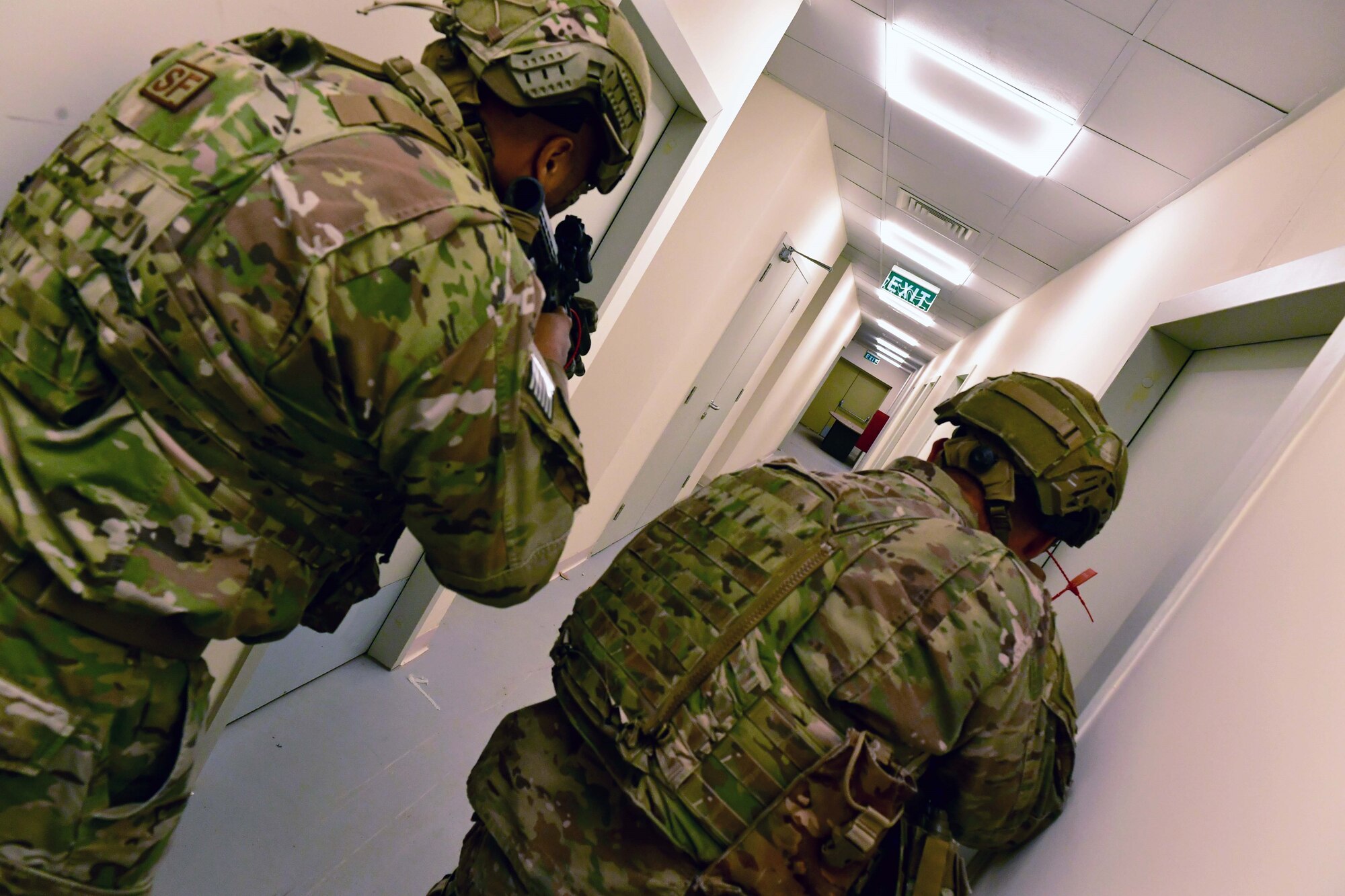 Airmen from the 332d Air Expeditionary Wing Security Forces Squadron participated in an active shooter operations rehearsal at an undisclosed location in Southwest Asia, Jan. 31, 2023.  The rehearsal served as training for a possible real world scenario where either an insider or outsider threat may occur.