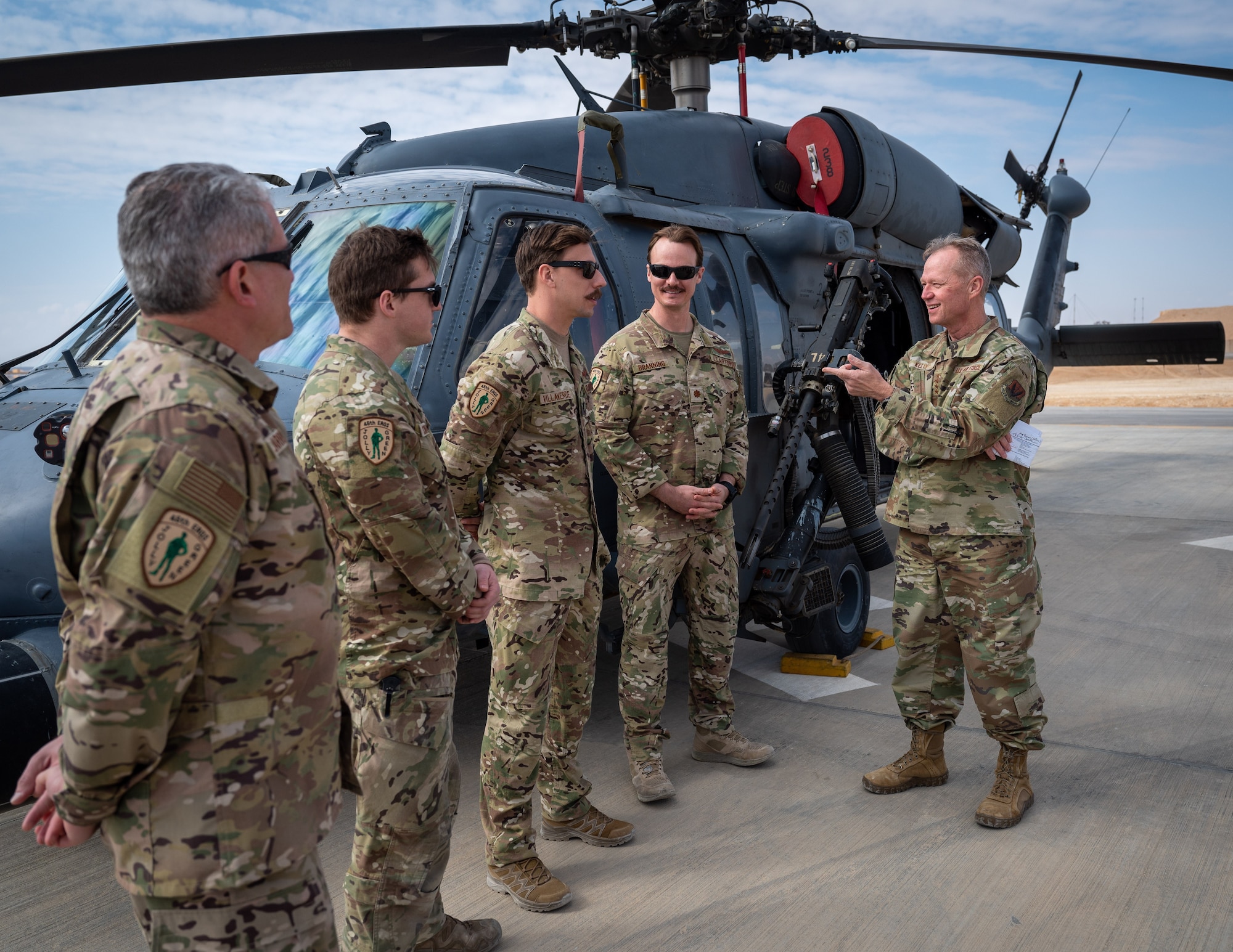 Air Combat Command’s top leaders visited deployed Airmen from the 332d Air Expeditionary Wing at an undisclosed location in Southwest Asia on Feb. 14, 2023.