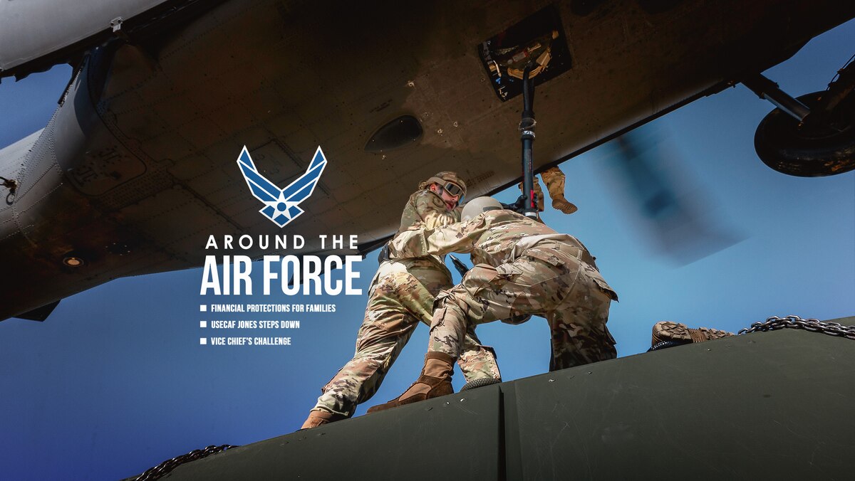 In this week’s look around the Air Force, service members and their families have new protections for their personal finances under the Servicemember Civil Relief Act, Under Secretary of the Air Force Gina Ortiz Jones steps down from her office, and the Vice Chief’s Challenge is looking for Airmen’s ideas to improve Agile Combat Employment. (Hosted by Tech. Sgt. Brittain Crolley)